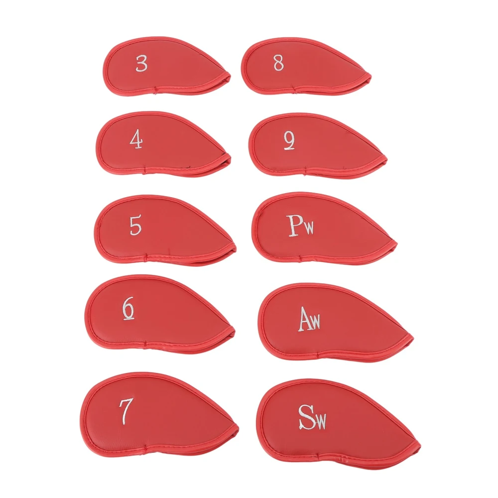 10Pcs Golf Club Covers Strong Protection Anti Drop Stylish Lightweight Portable Golf Putter Head Cover for Golfer Lovers Red