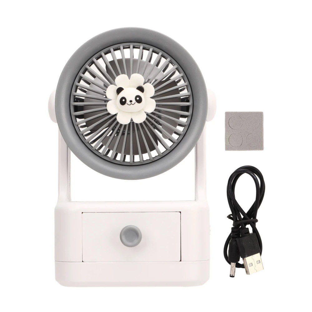 Desk Fan USB Charging Adjustable Angle Cute Portable Multifunction Air Circulator Fan for Office Travel Gray White