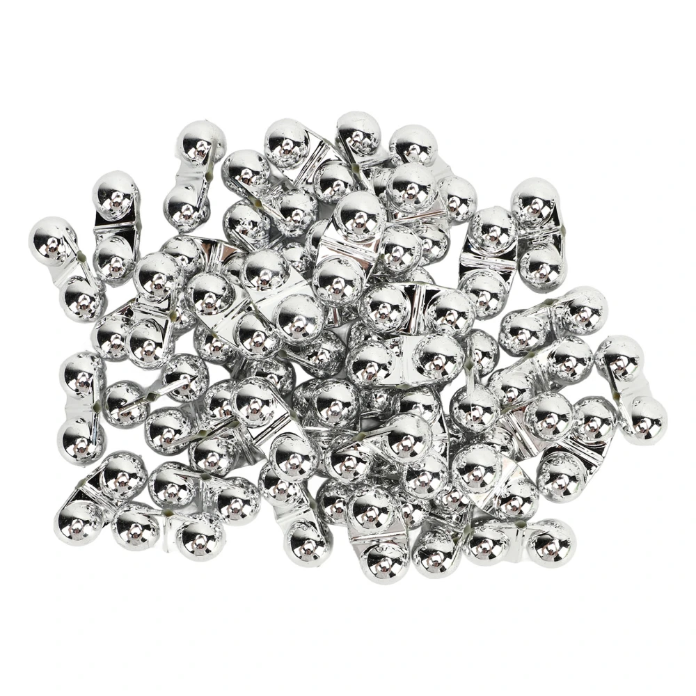 50PCS Fishing Double Rattle Metal Sea Fishing Attractor Bell Beads with Plastic Case for Luring Fish Silver