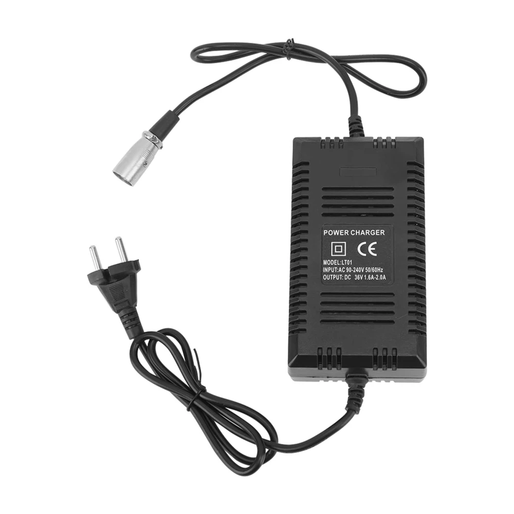 DC 36V Electric Bike Charger 1.6A to 2.0A Output 3 Pin XLR Electric Scooter Lithium Battery Charger for Replacement