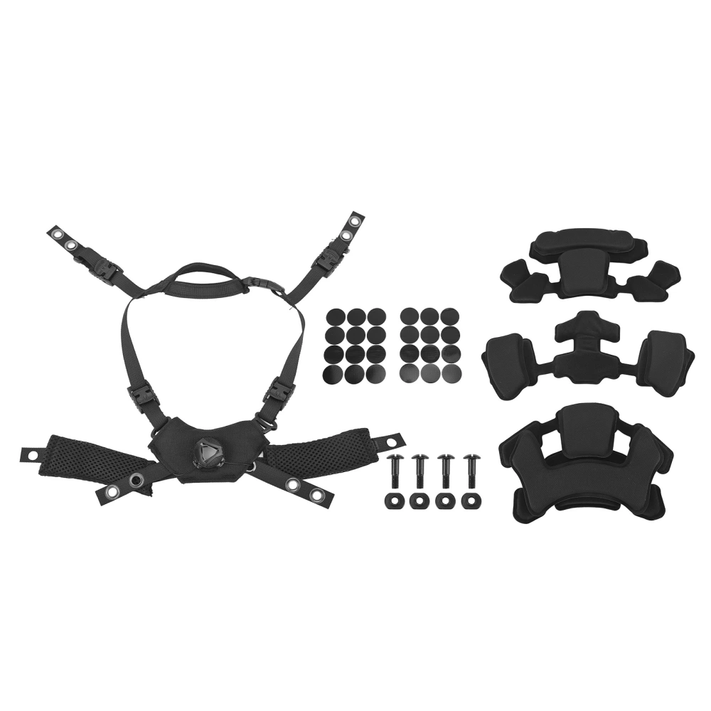 Helmet Dial Suspension System Chin Strap Helmet Padding Kit for Fast for MICH for Wendy Helmet Black Spongeand Suspension