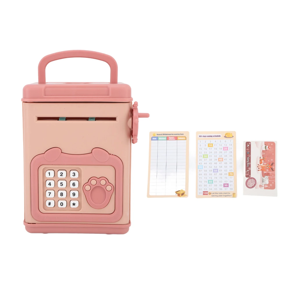 Automatic Money Scroll Bank Cartoon Multifunction 4 Digit Cipher Portable Money Saving Box for Kids