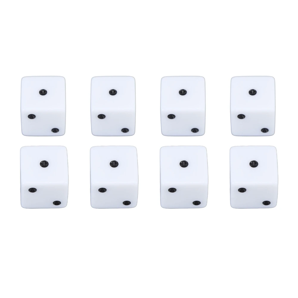 8pcs 6 Sided Dice Set Educational Square Corner Dice Standard Game Dice Interactive Board Games Dice for Home Classroom White