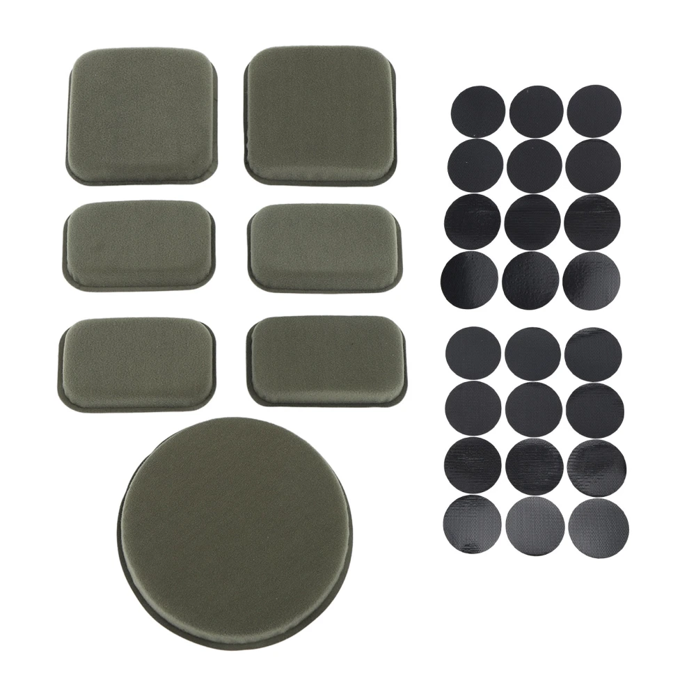 Helmet Padding Kit 7PCS EVA High Foaming Protective Helmet Lining Mats with 24PCS Hook and Loops for Motorcycle Bike Cycling OD Green