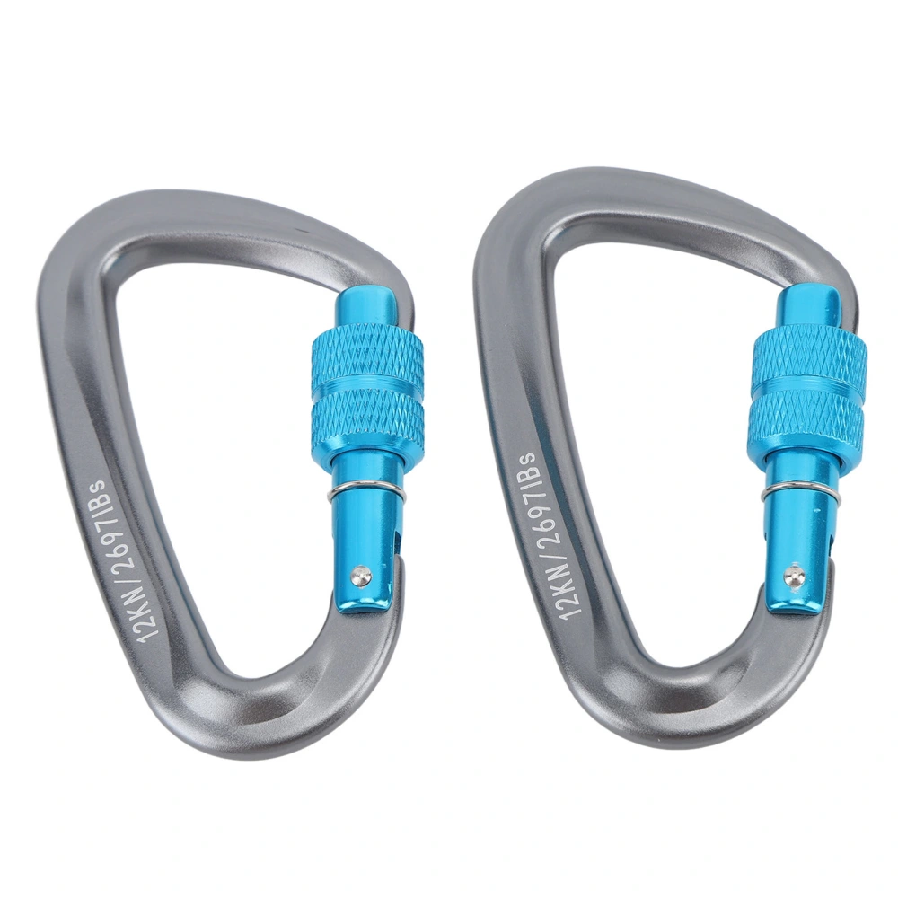 2PCS 12KN Auto Locking Climbing Carabiner Clips Lightweight Carabiners For Rock Climbing Mountaineering D Shaped