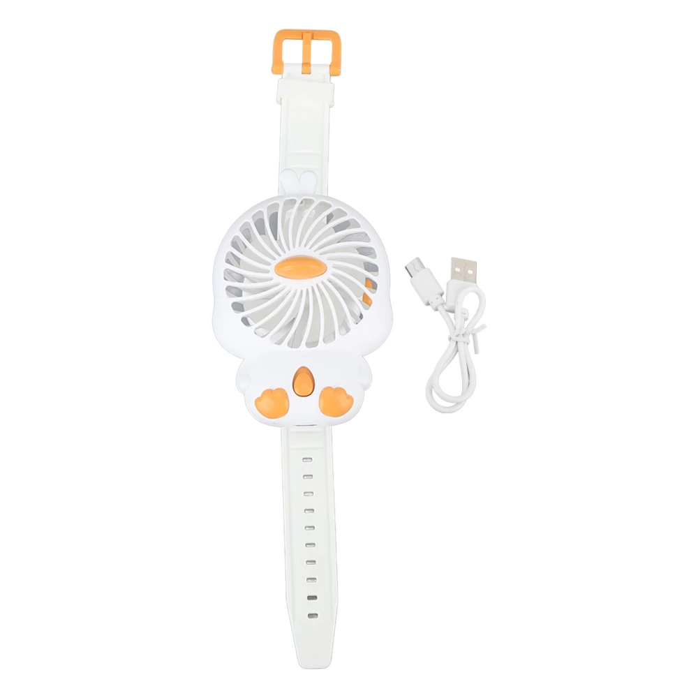 Mini Fan Watch with Comfortable Strap USB Rechargeable Cute Duck Shape Wrist Watch Fan for Kids Indoor Outdoor Use White