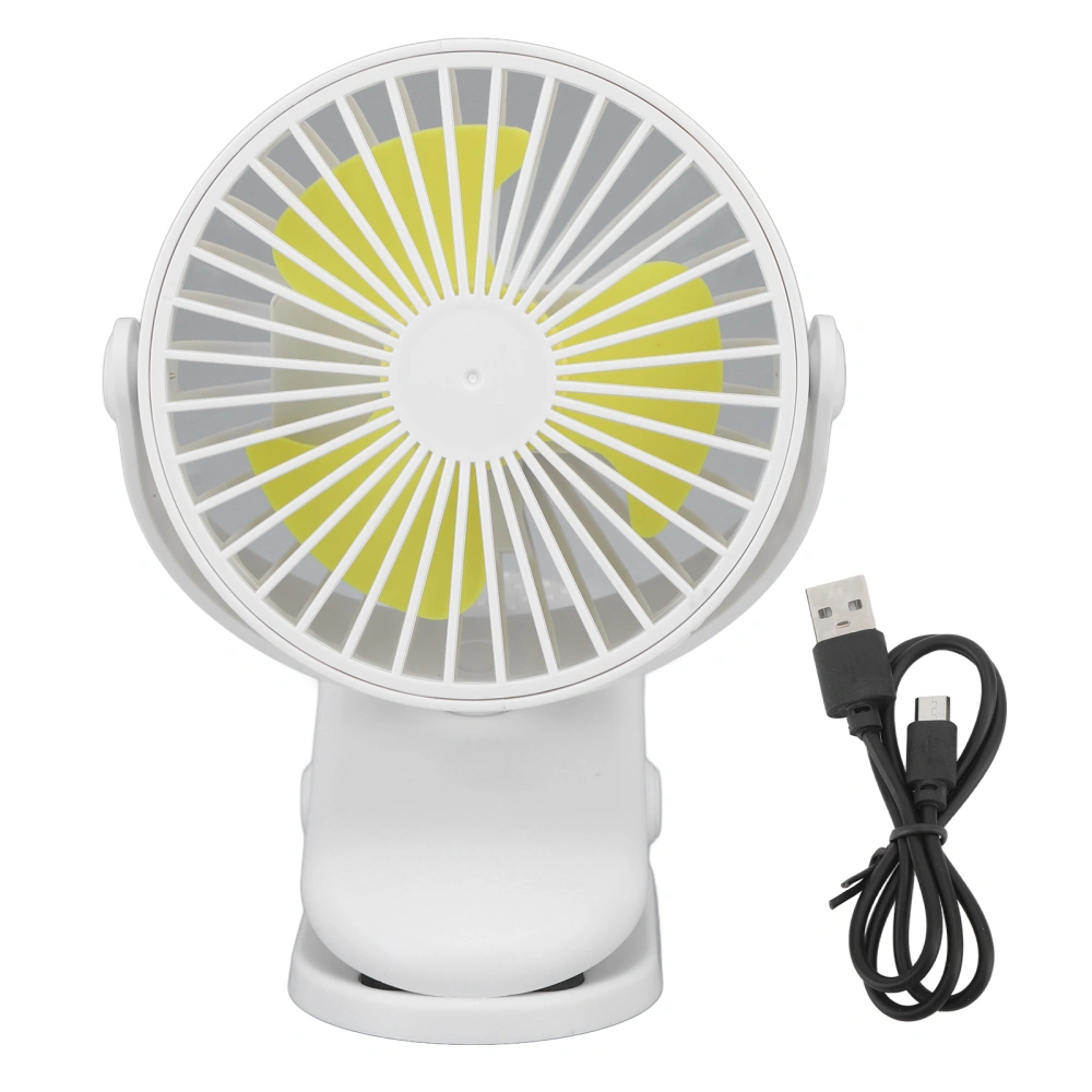 Rechargeable USB Small Fan Clip On Small Rechargeable Portable Fan for Stroller Home Outdoors Travel Camping White