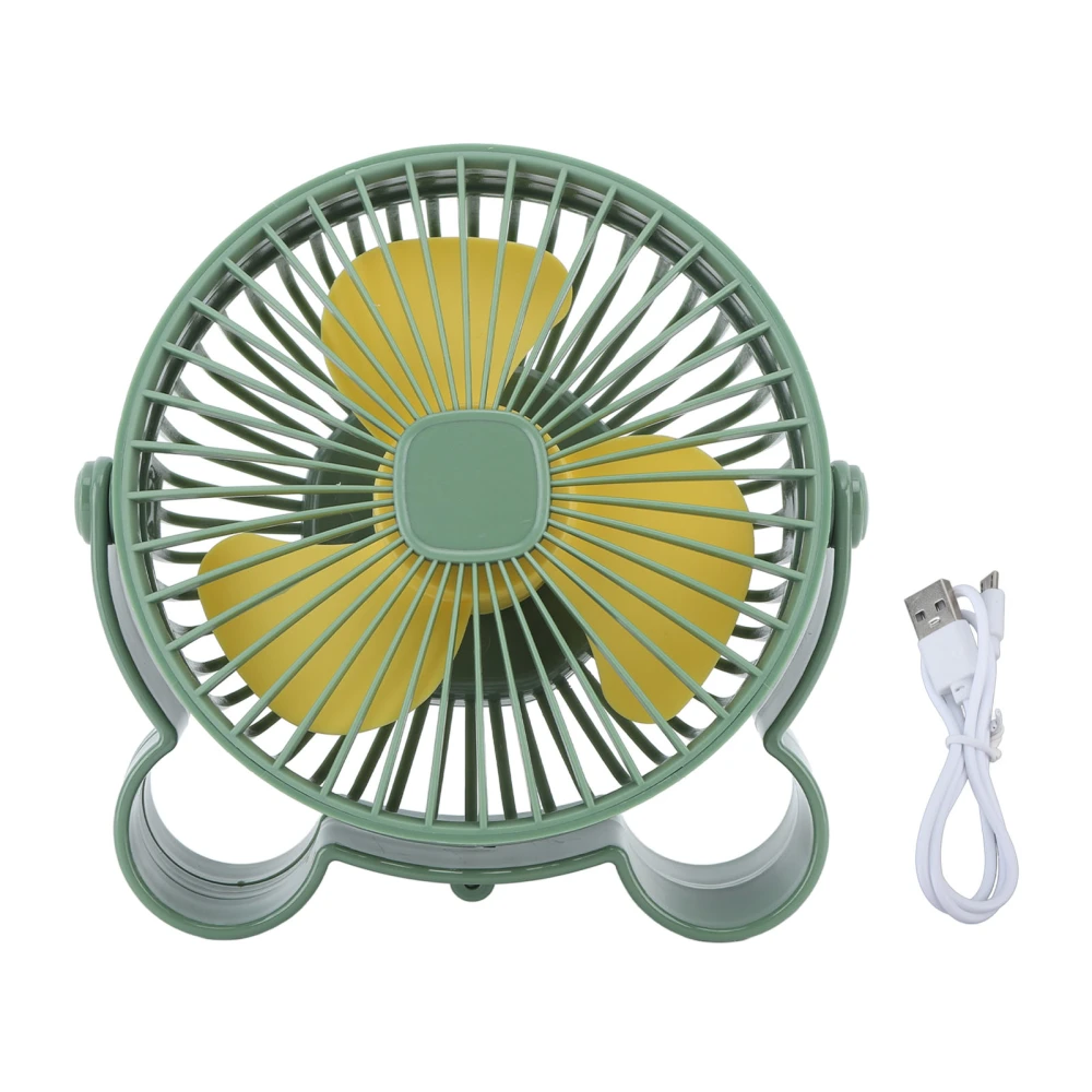 USB Desk Fan Small Desktop Fan with 3 Speeds Portable Rechargeable Mini Desk Fan with Hidden Hook for Home Office Outdoor Green