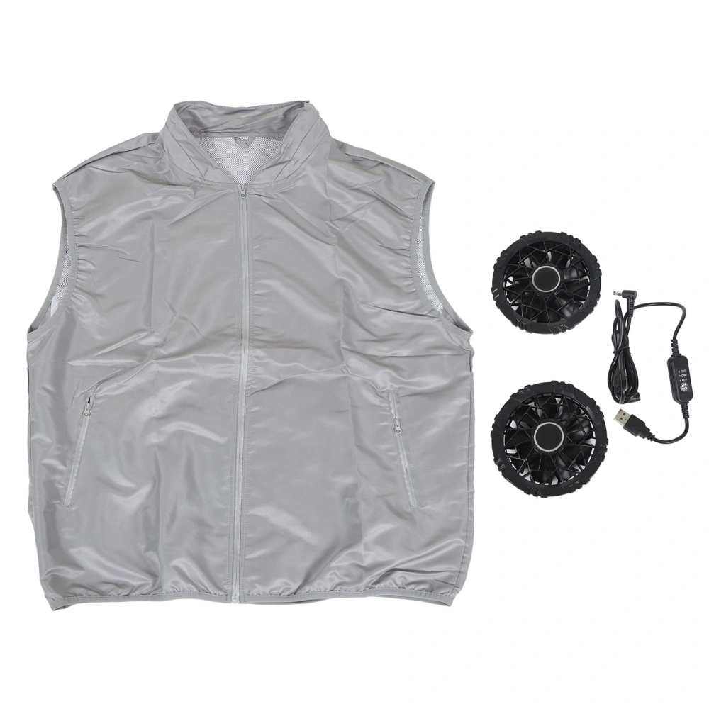 Cooling Fan Vest for Men Women Sleeveless Air Conditioned Clothes with 2 Brushless Fan for Summer Hot Weather Working Fishing Hiking Grey