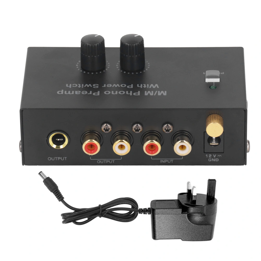 Phono Turntable Preamp Record Player Preamplifier Electronic Sound Stereo Phonograph Preamplifier Low Noise PP500P 100‑240V UK Plug