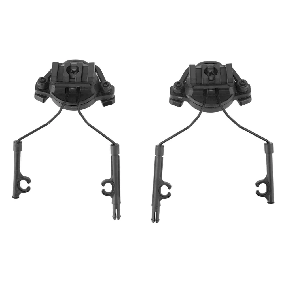 2Pcs Suspension Headset Bracket Helmet 19‑21mm Rail Adapter Rotatable Headphones Hunting Earmuffs Support Holder Black