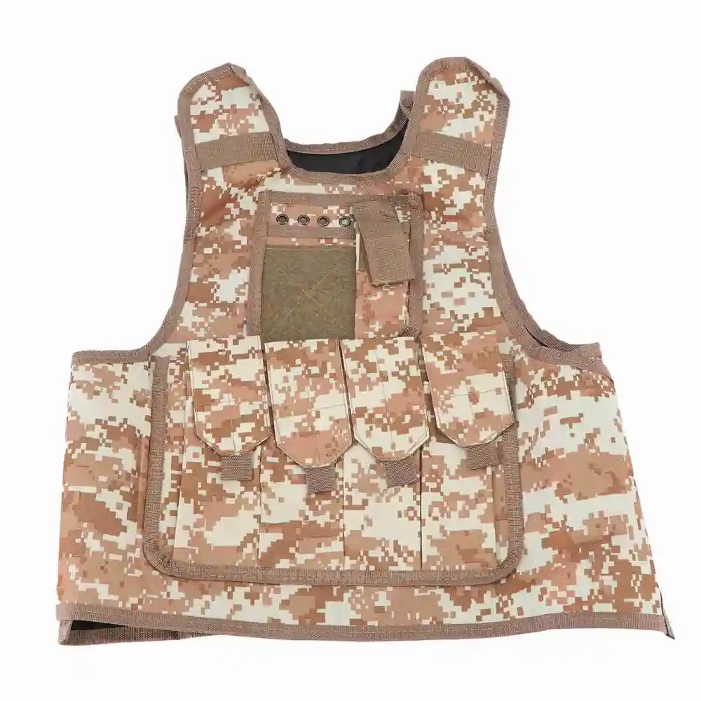 Kids Jungle Games Vest 600D Oxford Cloth Multi Pocket Adjustable Kids Explorer Vest for Young Kids Camouflage Light Yellow