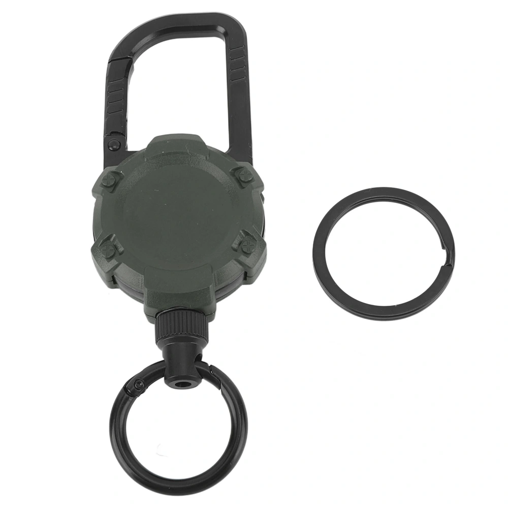 Magnetic Retractable Keychain Stainless Steel Wire Easy Pull Buckle Carabiner Key Chain OD Green