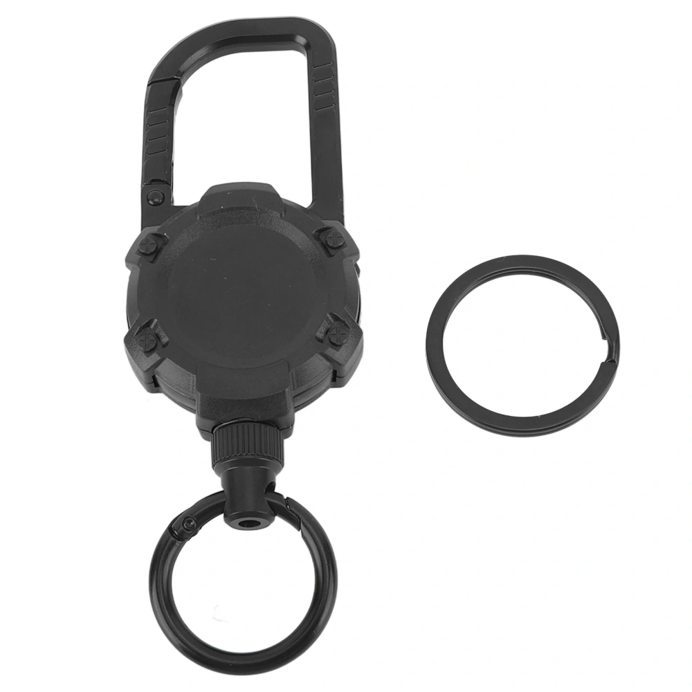 Magnetic Retractable Keychain Stainless Steel Wire Easy Pull Buckle Carabiner Key Chain Black