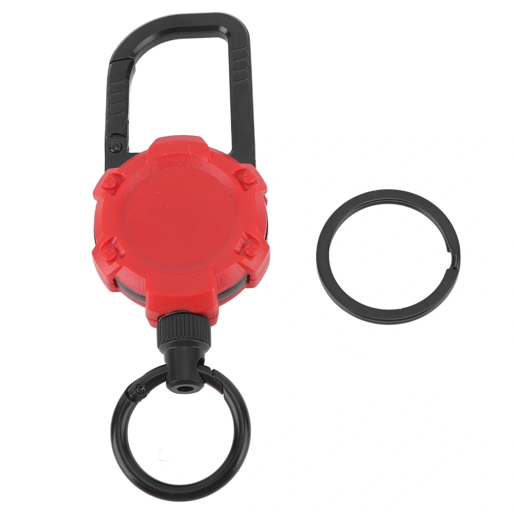 Magnetic Retractable Keychain Stainless Steel Wire Easy Pull Buckle Carabiner Key Chain Red