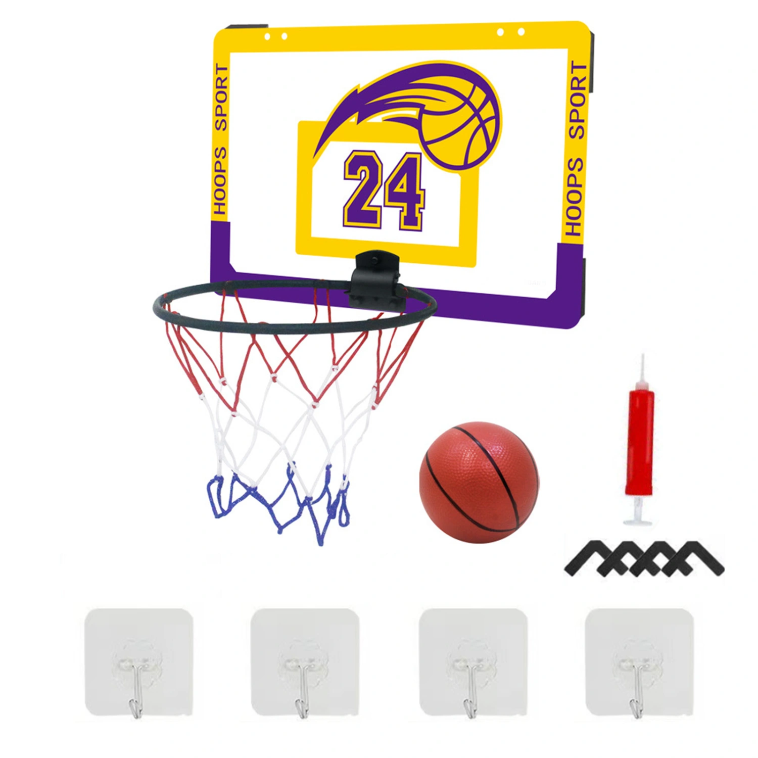 Wall Mounted Basketball Hoop Number 7 Basketball Hoop Kit for Indoor Outdoor Boys Girls Teens for Lakers