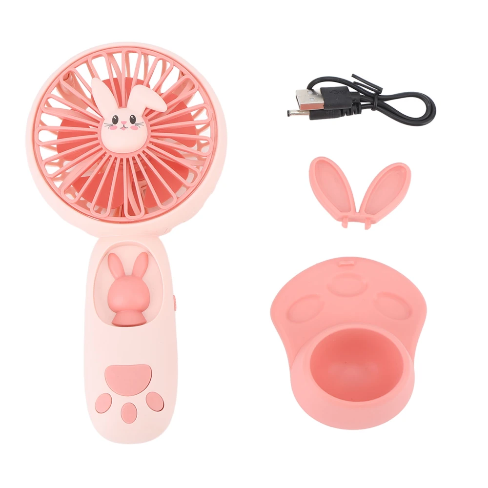 Pportable Handheld Fan Mini Cartoon Animal Fan Rechargeable Night Light 400mAh Cute Small Fan with Built in Battery Pink