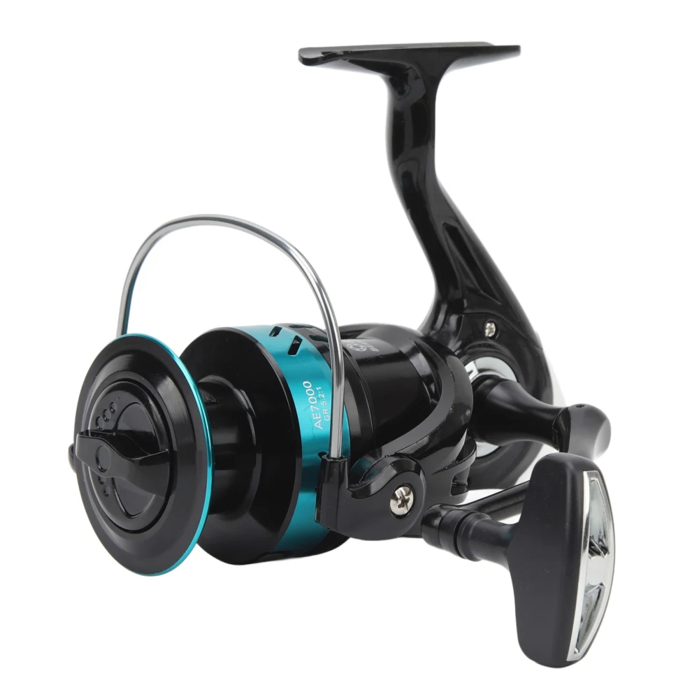 Spinning Reel Metal Waterproof Lightweight Spinning Fishing Reel Drag System for All Waters Black Blue AE7000