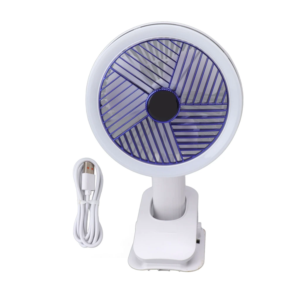 Clip On Fan with LED Light Foldable Handheld Fan with Strong Clamp Battery Operated Rechargeable Desk Fan for Bed Office Dorm