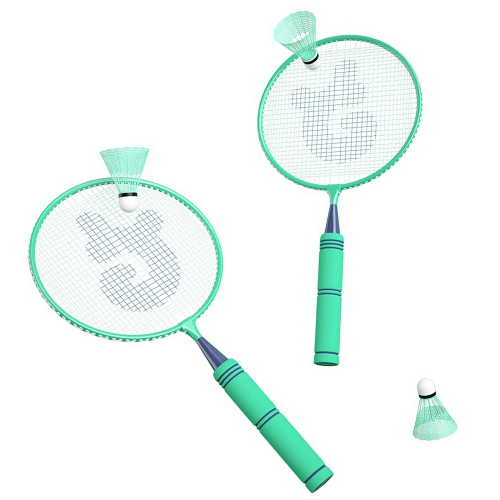 Children Badminton Rackets Iron Alloy Elastic Lightweight Kids Badminton Racket Set For Children Aged 5‑12 Mint Green