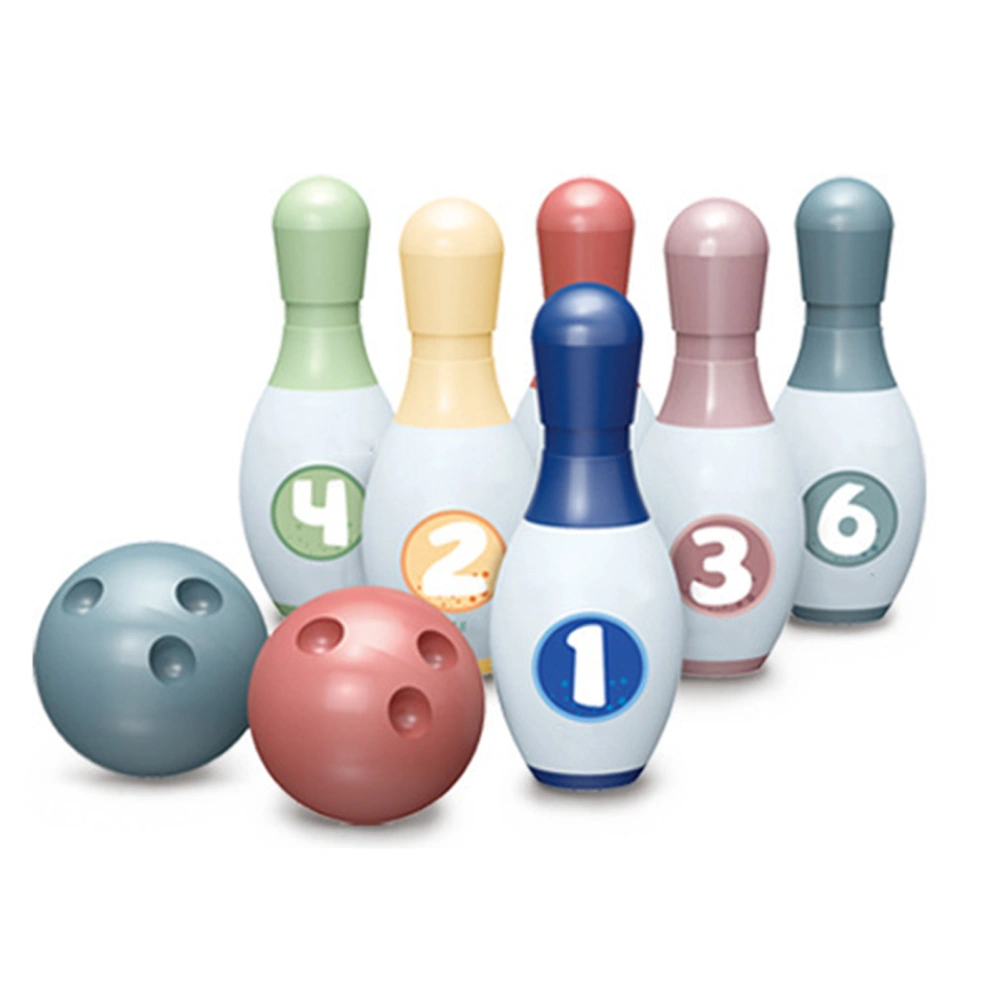 Kids Bowling Set 6 Plastic Pins and 2 Balls Toy Bowling Balls for Indoor and Outdoor Parent Child Activities