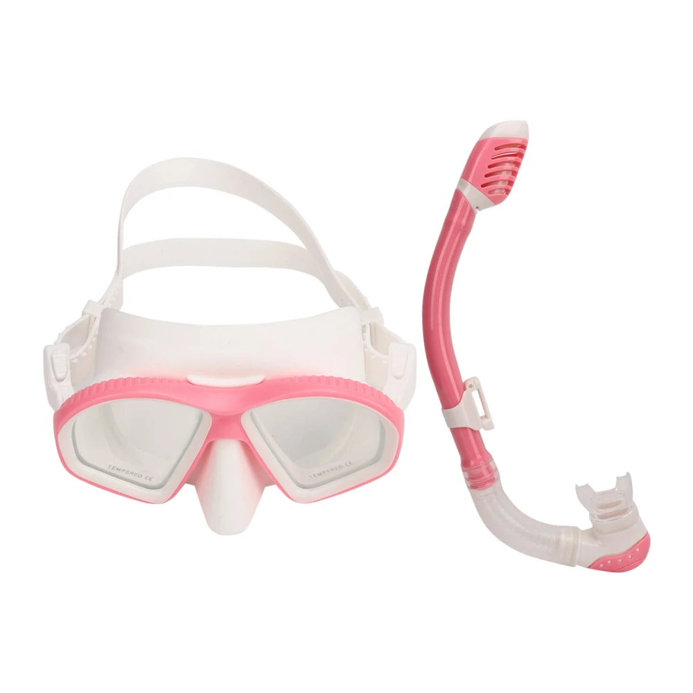 Kids Snorkel Set Anti Fog No Leaking Diving Goggles with Dry Top Snorkel Snorkeling Gear for Swimming Surfing Pink