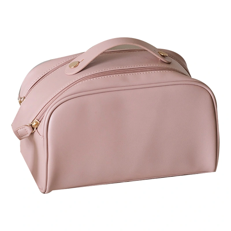 Cosmetic Bag Large Capacity Makeup Bag Double Zipper Portable Travel Toiletry Bag Pink