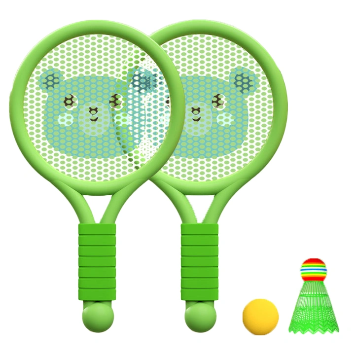 Kids Badminton Racket Lightweight Badminton Racket Toy Set for 3‑7 Years Boys Girls Indoor Outdoor Green Bear