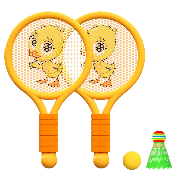 Kids Badminton Racket Lightweight Badminton Racket Toy Set for 3‑7 Years Boys Girls Indoor Outdoor Orange Duckling