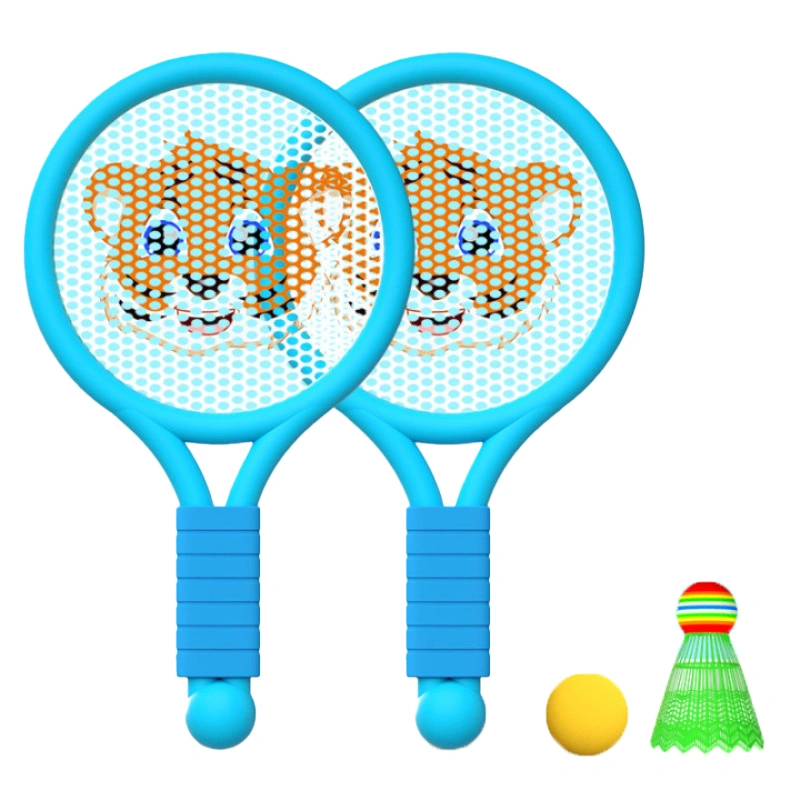 Kids Badminton Racket Lightweight Badminton Racket Toy Set for 3‑7 Years Boys Girls Indoor Outdoor Blue Tiger