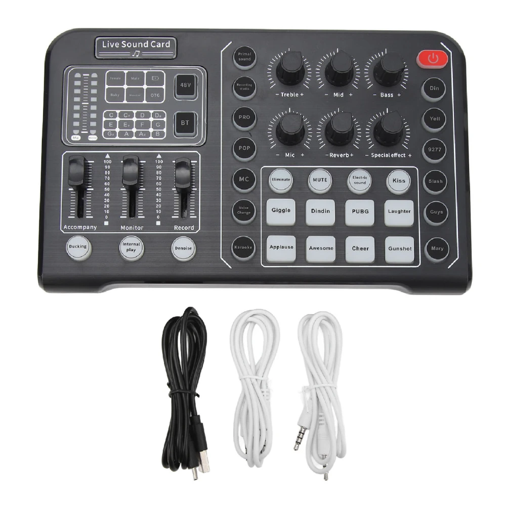 Professional Mixer Sound Board Bluetooth 6 Modes Blocking Noise Live Streaming Sound Card for Recording Broadcast