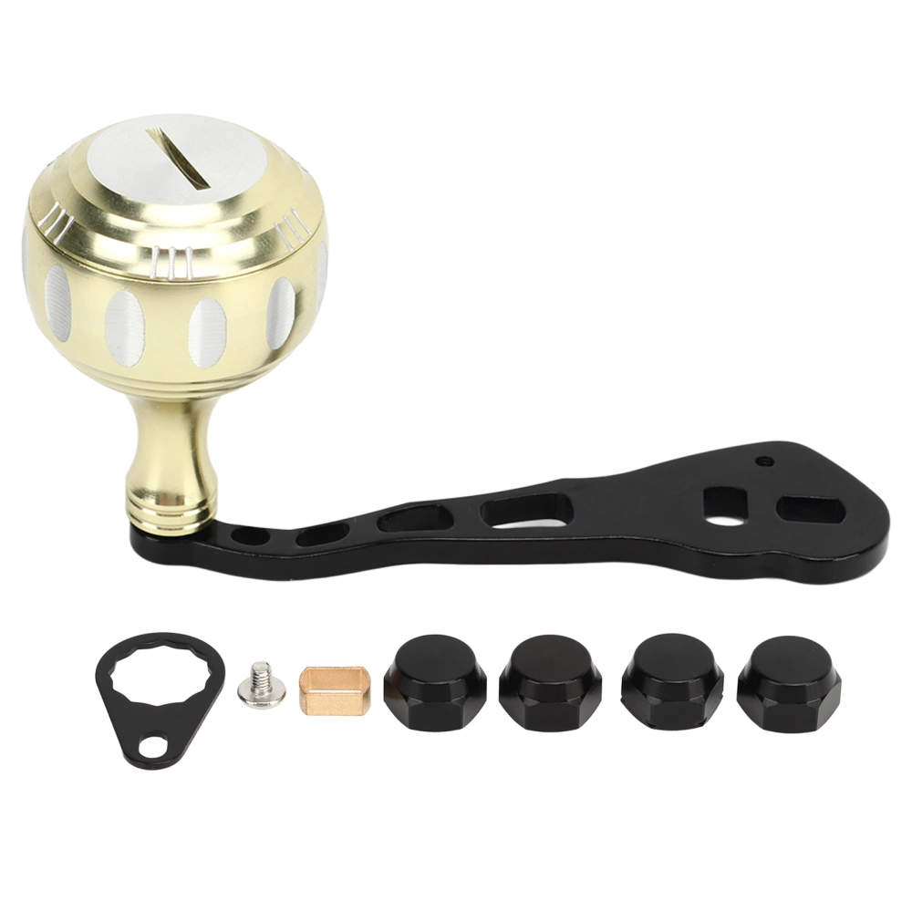 Fishing Reel Handle Aluminum Alloy Prevent Slip Ergonomic Replacement Baitcasting Reel Handle Black and Gold