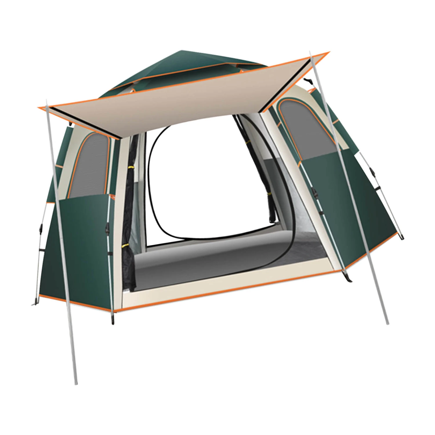 Camping Tent Oxford Cloth Automatic Pop Up Waterproof Double Layer Family Tent for Hiking Traveling Backpacking Green 3 to 4 Person