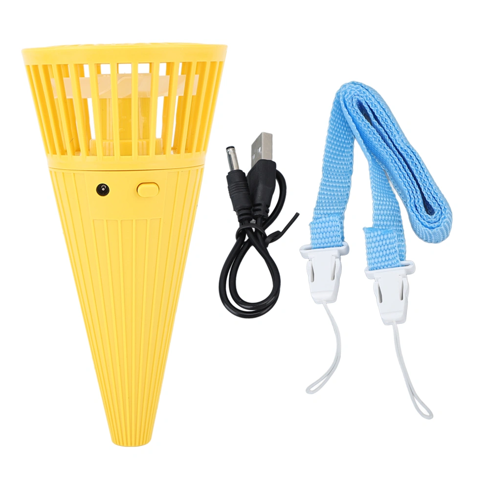 Mini Handheld Fan Cone Shaped Table Top Hanging Neck Cooling Fan Portable Summer Personal Fan Yellow