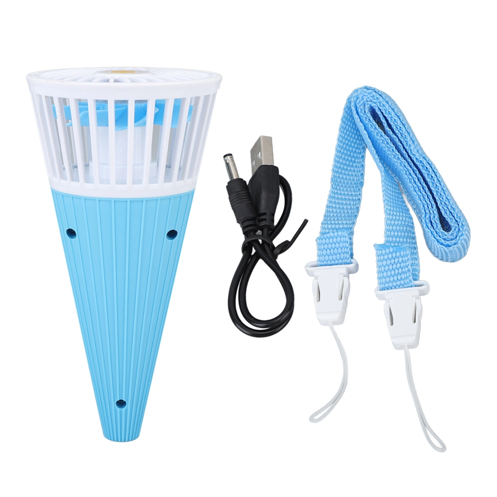 Mini Handheld Fan Cone Shaped Table Top Hanging Neck Cooling Fan Portable Summer Personal Fan White