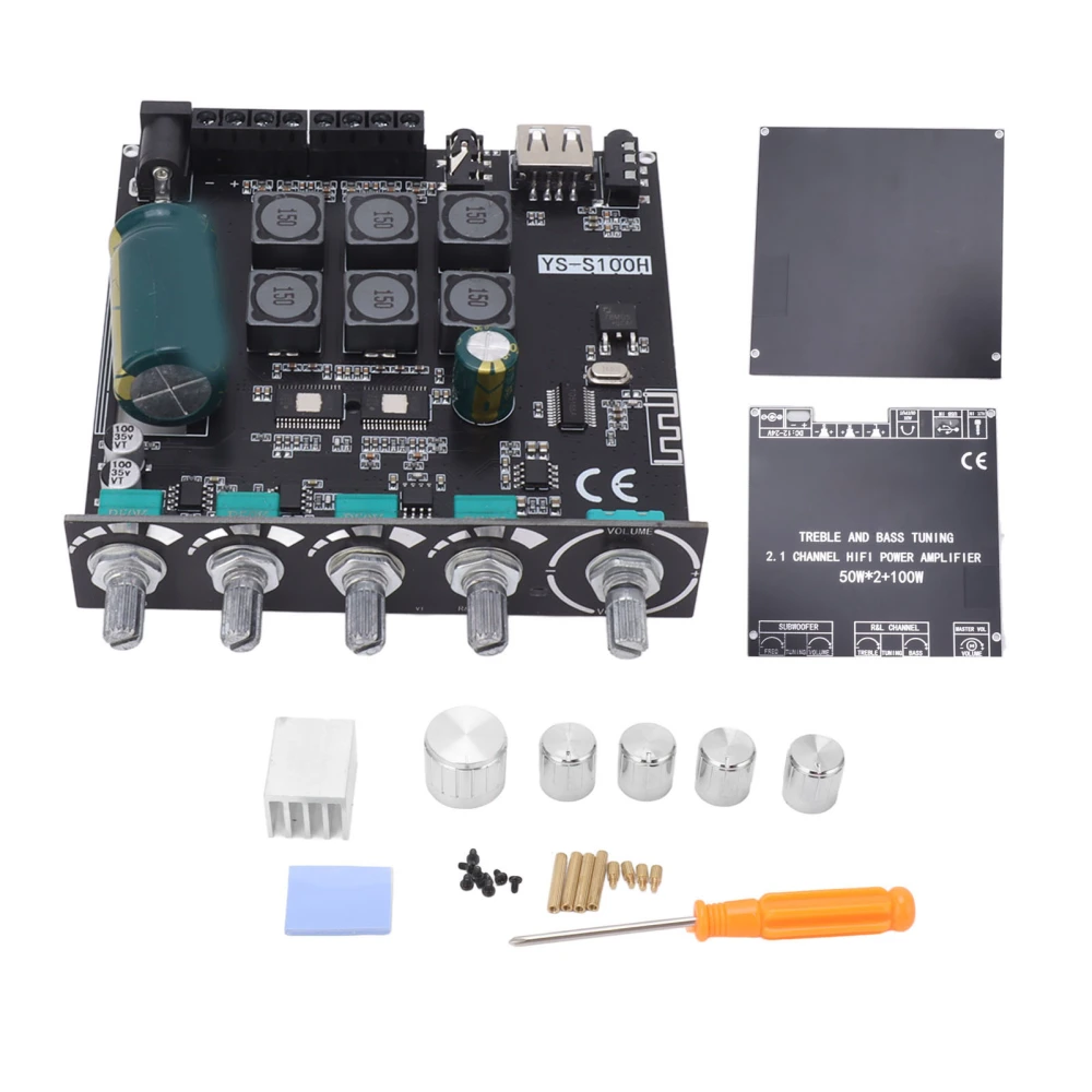 2.1 Channel Power Amplifier Board Bluetooth Stereo Audio Amplifier Module DC12‑24V 50Wx2+100W