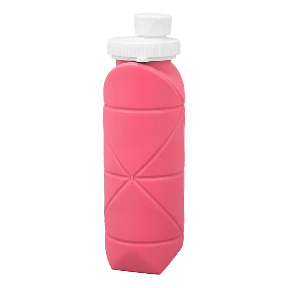 600ml Collapsible Water Bottle Food Grade Silicone Leakage Proof Lightweight Travel Water Bottle for Gym Camping Sports Pink