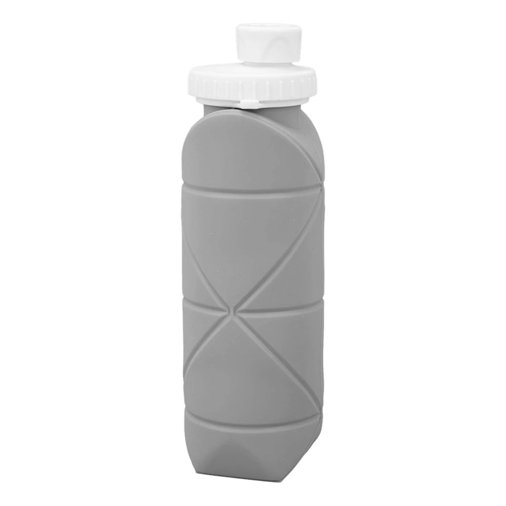 600ml Collapsible Water Bottle Food Grade Silicone Leakage Proof Lightweight Travel Water Bottle for Gym Camping Sports Gray