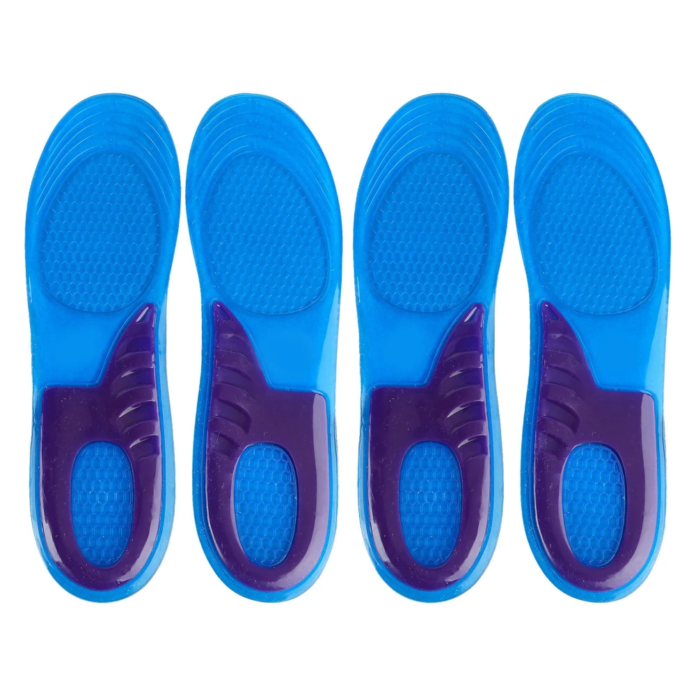 2 Pairs Silicone Insoles Soft Shock Absorption Ventilate U Shaped Heel Cup Design Sports Insole for Women Men L