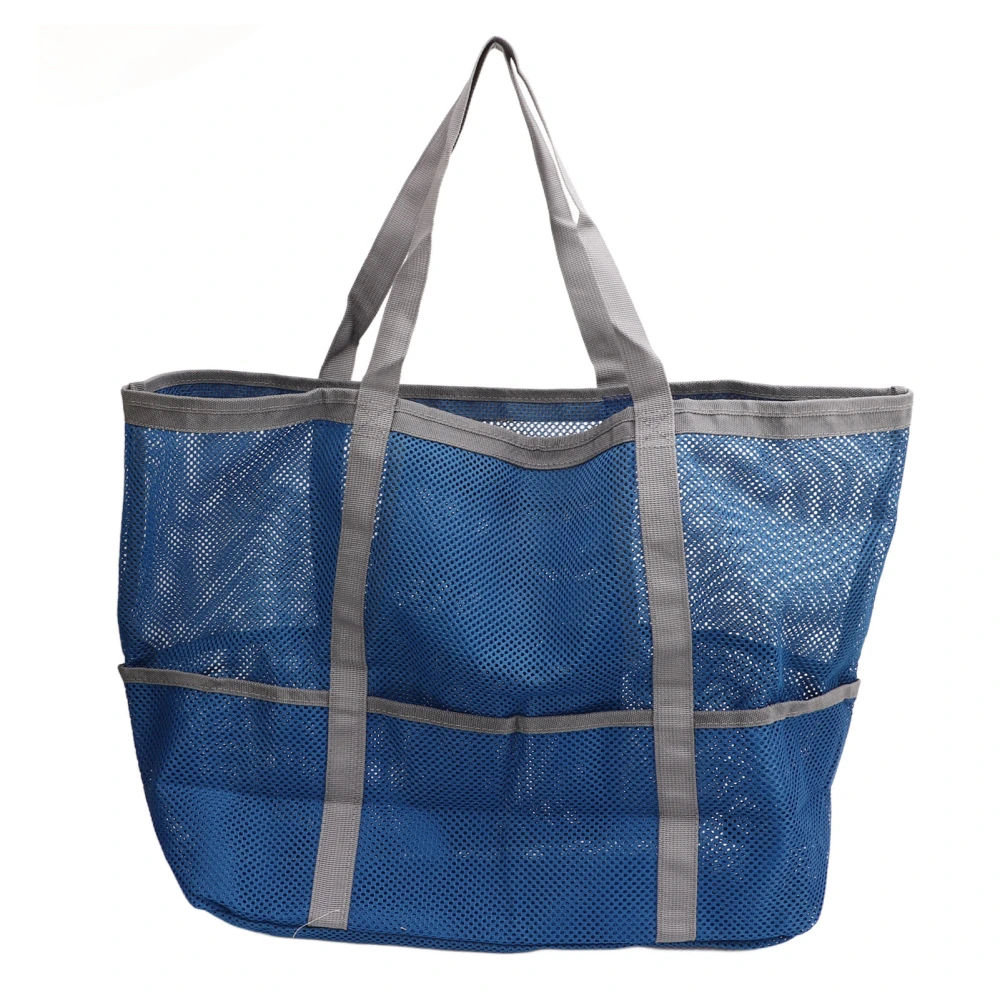 Shoulder Beach Bag Nylon Foldable Handbag Beach Shoulder Bag Multifunctional Mesh Beach Tote Bag for Traveling Camping Blue Grey