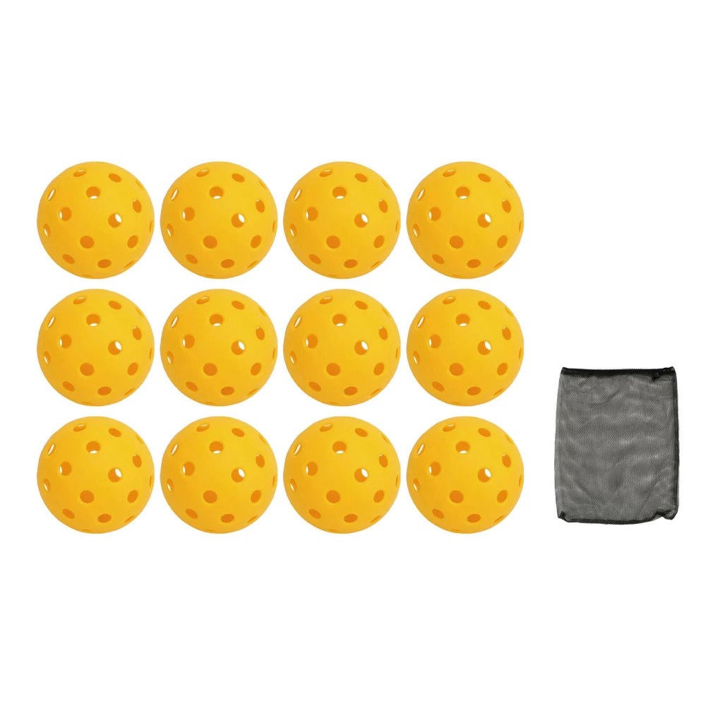 12PCS 74mm 40 Holes Pickleballs PE Plastic High Elasticity Pickleball Outdoor Hole Balls Yellow