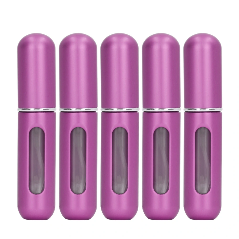 5PCS Portable Perfume Atomizer Bottle Pressed Spray Bottle Aluminum Bottle for Outdoor Travel 5ml Purple