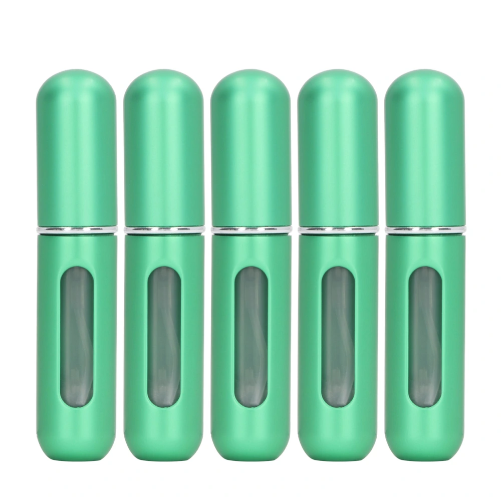 5PCS Portable Perfume Atomizer Bottle Pressed Spray Bottle Aluminum Bottle for Outdoor Travel 5ml Green