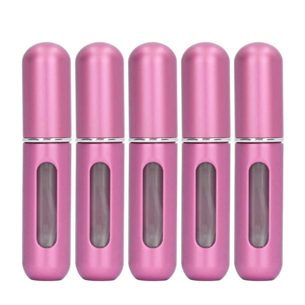 5PCS Portable Perfume Atomizer Bottle Pressed Spray Bottle Aluminum Bottle for Outdoor Travel 5ml Pink