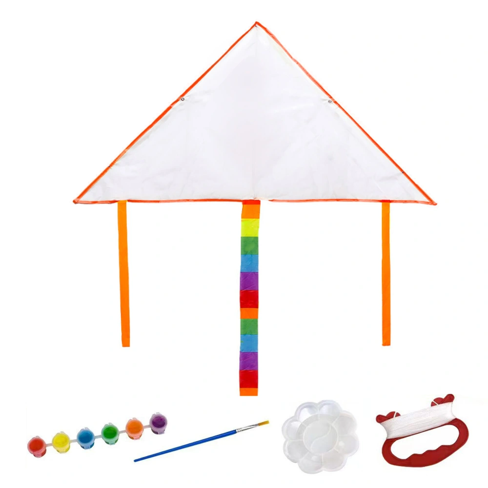 Blank Triangle Kite DIY Children Doodle Coloring Kite Outdoor Flying Kite Making Kit for Educational Sports