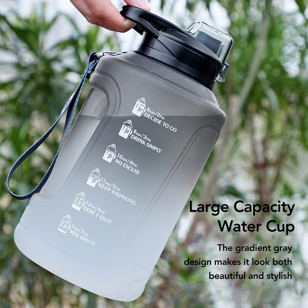 1500ml Drinking Cup Large Capacity Water Cup Outdoor Sports Drop Proof Plastic Cup Gradient Gray