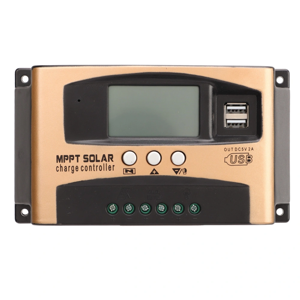 Solar Charge Controller MPPT Solar Charge Controller Solar Panel Regulator with LCD Display Paremeter Adjustable Gold 60A