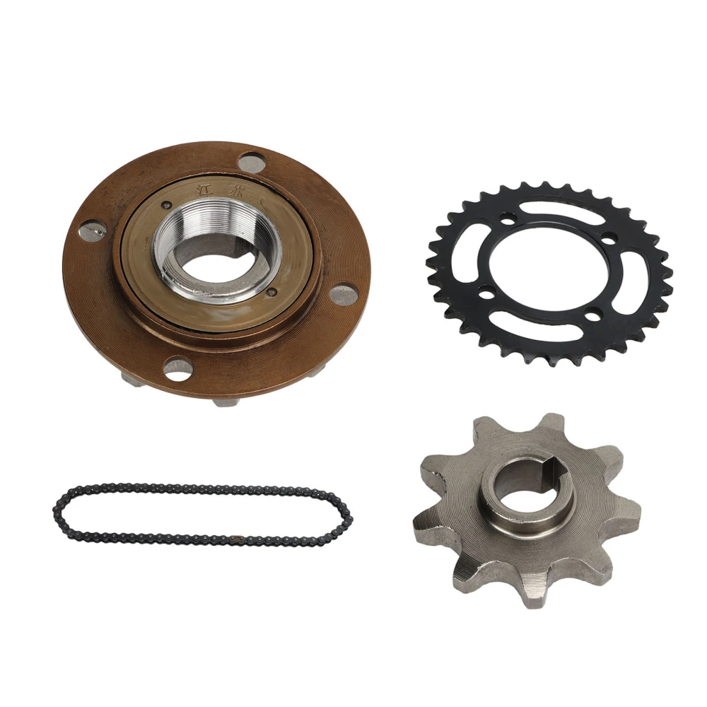 420 Chain Sprocket Kit Aluminum Alloy 32T Chainring Toothless Freewheel 9T Sprocket Drive Set for Bike Scooter