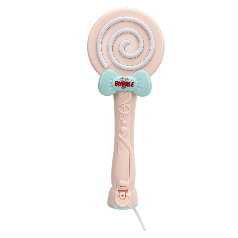 Bubble Blower Wand Lollipop Style with Light Music Electric Magic Bubble Wand Automatic Blowing Bubble Gun Pink