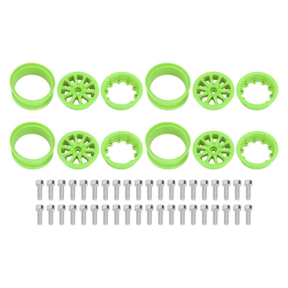 4Set 2.2 Inch Wheel Rim Nylon RC Car Wheel Rim for Axial SCX10 Wraith RR10 1/10 RC Cars Green